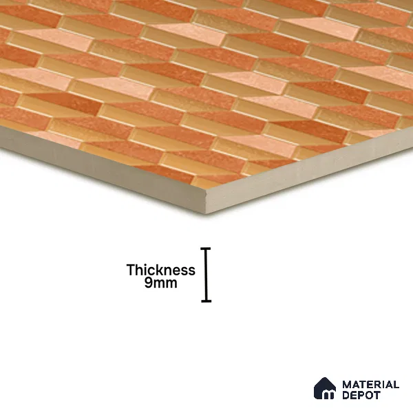 Geometric Wall & Floor Tile TL 07237 E Alpi 8003 GLM (Gold) 1 ft x 1 ft Ceramic Matte Finish - 9 mm  | 2 mm Spacer is Mandatory | Please Expect a Slight Variation of Pattern (Sample)
